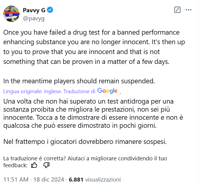 Deiana_Luca9's tweet photo. Diciamo che la vicenda è sfuggita di mano. Se #Naldi avesse per ipotesi detto,proviamo questa pomata,per #Sinner,e lo stesso non avesse chiesto,sarebbe stato colpevole .La pomata però era per uso privato di #Naldi quindi un controllo sarebbe stato illegale.Imbarazzante .#Wada https://t.co/zAavEbw8jR