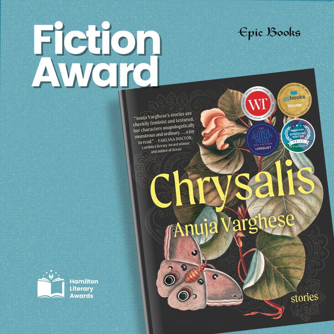 📕🏆Fiction Award presented to Chrysalis by Anuja Varghese, published by House of Anansi Press (<a href="/HouseofAnansi/">House of Anansi Press</a>)

Thank you Epic Books (<a href="/epic_books/">Epic Books</a>) for sponsoring this award! ✨ <a href="/HamiltonLibrary/">Hamilton PL</a> <a href="/gritlitfestival/">gritLIT Festival</a>
