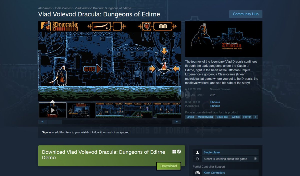 We have a Demo up and running for anyone who wants to try the game. Head over to Steam and check it out! 

store.steampowered.com/app/2651830/

#Dracula #Castlevania #Metroidvania #indiegame