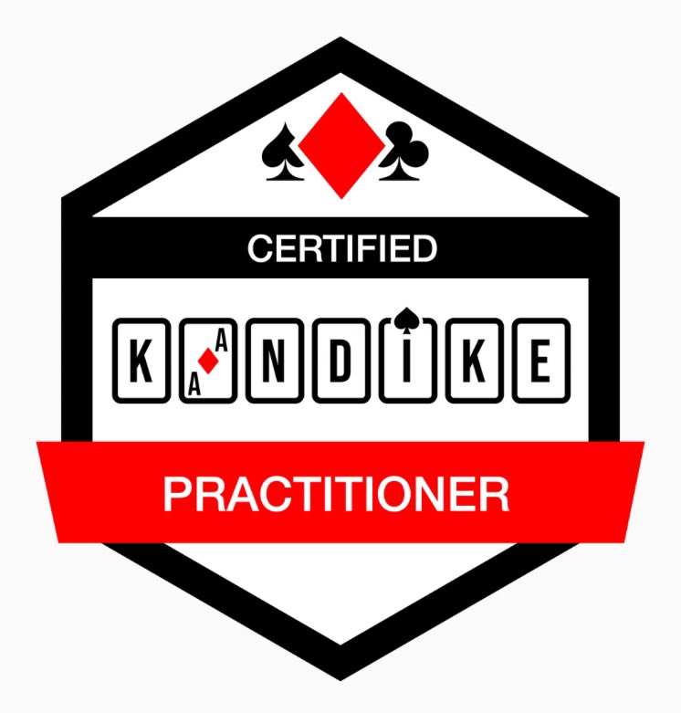 +++ I’m excited to announce my new certification as a “Kandike Practitioner by Kandike” – a groundbreaking and gamified lean-agile method to enhance personal  productivity! ♥️♣️♦️♠️ +++