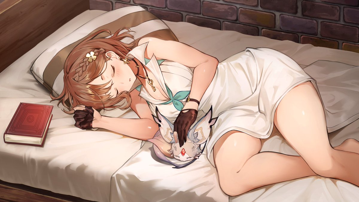She is completely exhausted after a long day of crafting items. . 💧

Please don't mind her, Reader.
She is just taking a quick nap in your bed. . 💤