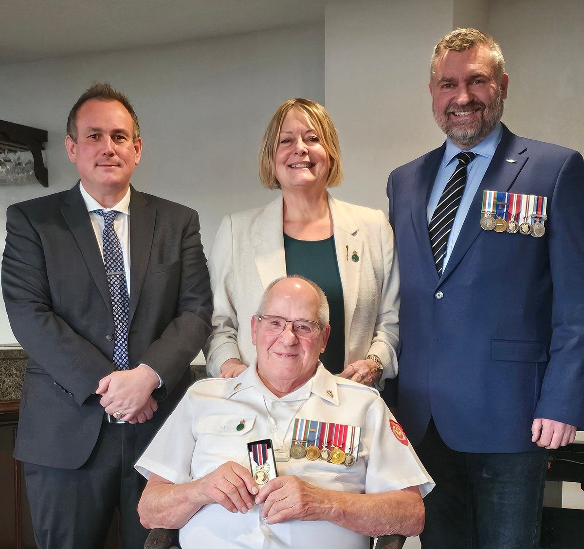 BrianTMacdonald's tweet image. Congratulations to my friend and Congo veteran Fred Leblanc on the award of his King Charles III Coronation Medal for his community service, including founding the Blue Helmets Peacekeepers Association.