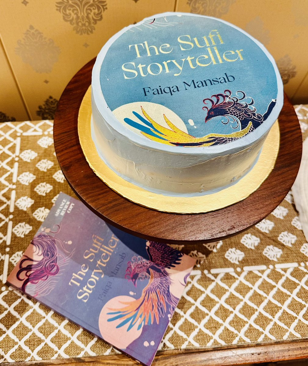 FaiqaMansab's tweet photo. A huge thank you to my dear friend Sehr Emaad who celebrated my upcoming novel The Sufi Storyteller with this delicious cake! @nathan_archana @PenguinIndia @unbounders @rina_gill @NeemTreePress @CROSSLANDAM 💜🩵 https://t.co/t6bekguM4M