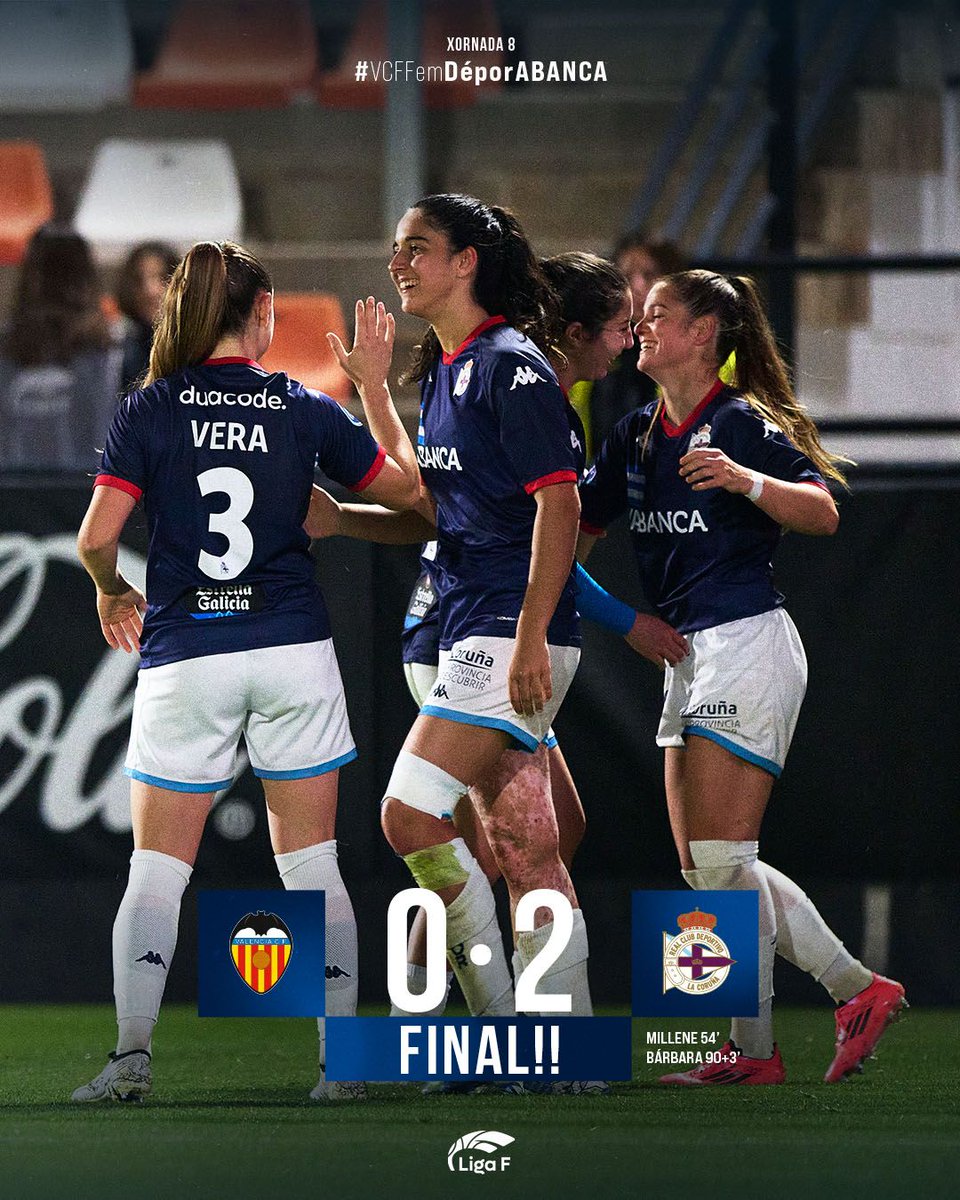Fiiiiinaaaaal en Valencia!

⏱️ 90+8’ | 0️⃣ - 2️⃣ |

#VCFFemDéporABANCA #LigaF