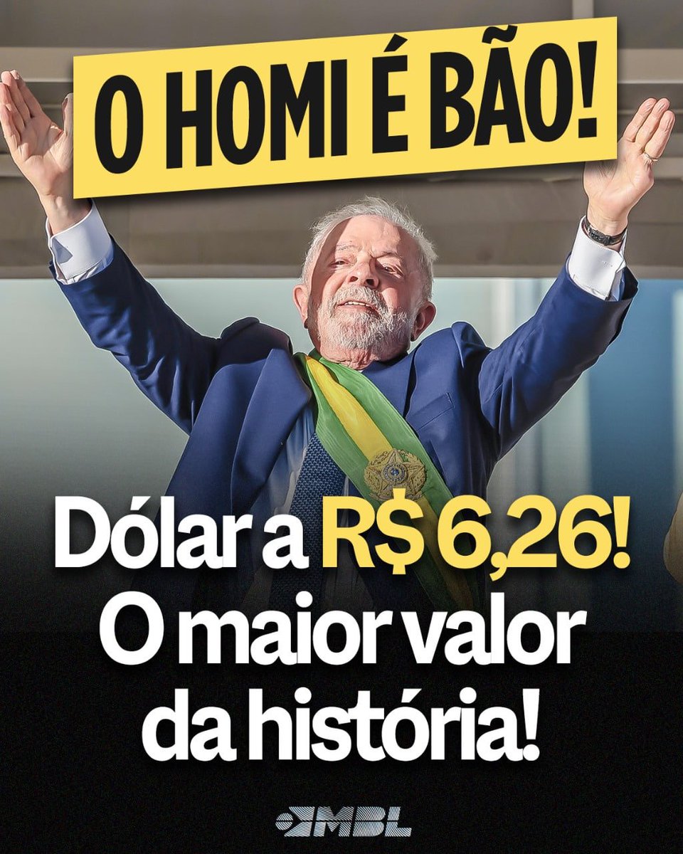 MBLivre's tweet image. Dólar fechou hoje no maior valor da história! Governo Lula tá voando!