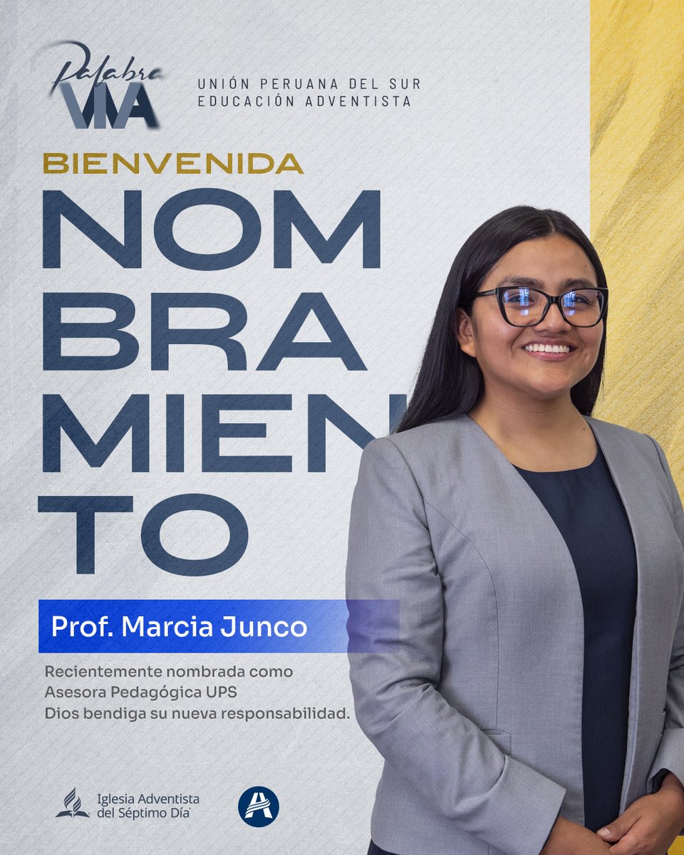 🔴#Nombramiento 📯📷| La Junta directiva de la Unión Peruana del Sur nombra a la Prof. Marcia Junco como Asesora Pedagógica. Unidos en oración por su liderazgo en la Educación Adventista en la UPS.🙏🏼📷✨

#nombramiento #adventistasUPS #juntadirectivaUPS