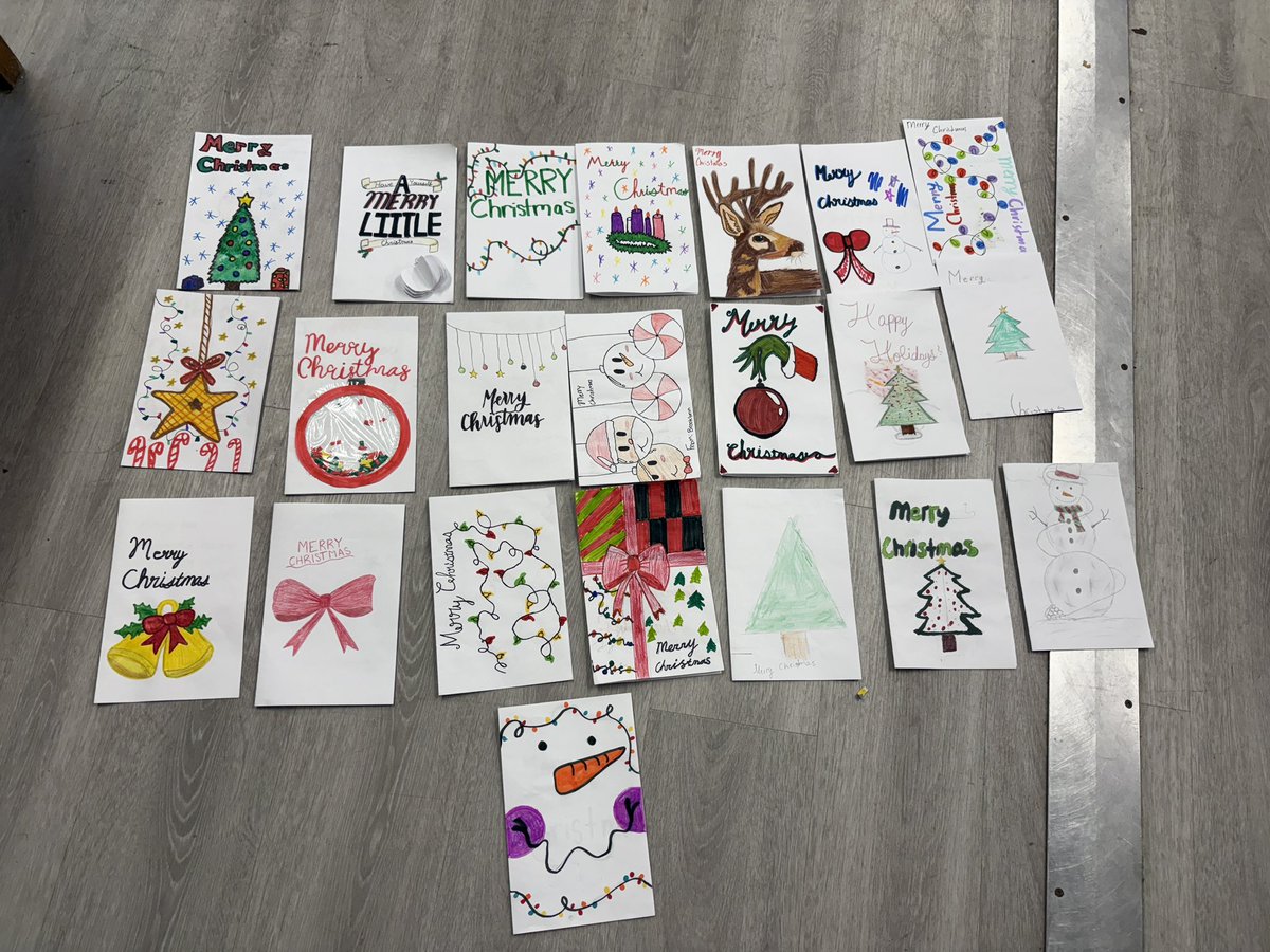 Instead of creating an art project this week, my students asked if we could make Christmas cards for residents at the local nursing home! 😍 <a href="/stmhagersville/">St. Mary's School</a>