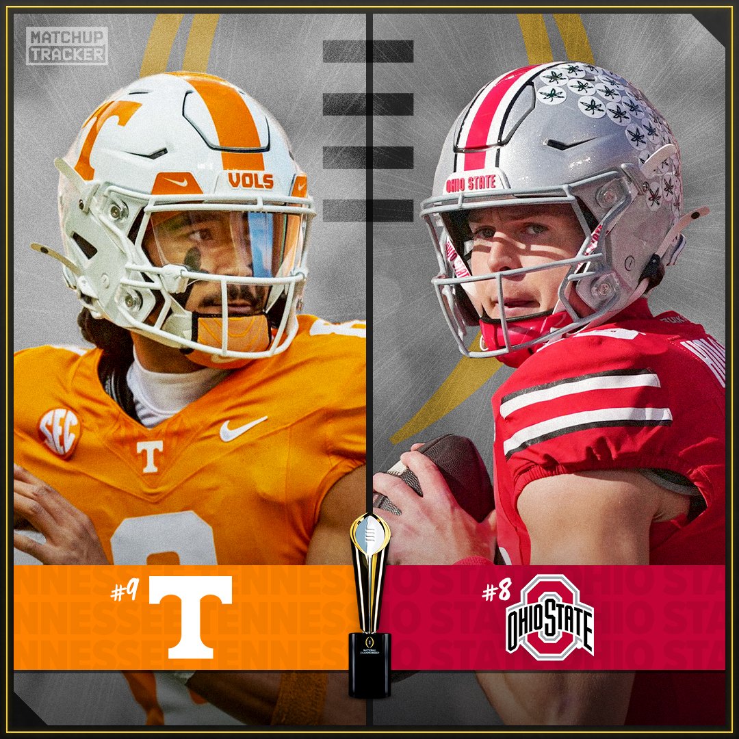 MatchupTracker's tweet photo. CFP First Round Matchup 🏟️

Who ya got: Tennessee or Ohio State?

#GBO  |  #GoBucks https://t.co/eXFUbbEeQC