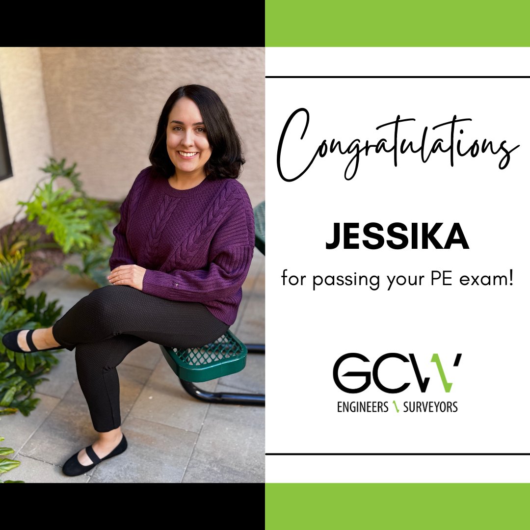 GCW_Eng's tweet photo. Congrats to Jessika on passing her PE Exam…we’re so proud of her for achieving this major milestone! Please join us in celebrating her success! #PEExam #EngineeringExcellence #CelebratingSuccess #LifeatGCW https://t.co/MhwwJvhsM8