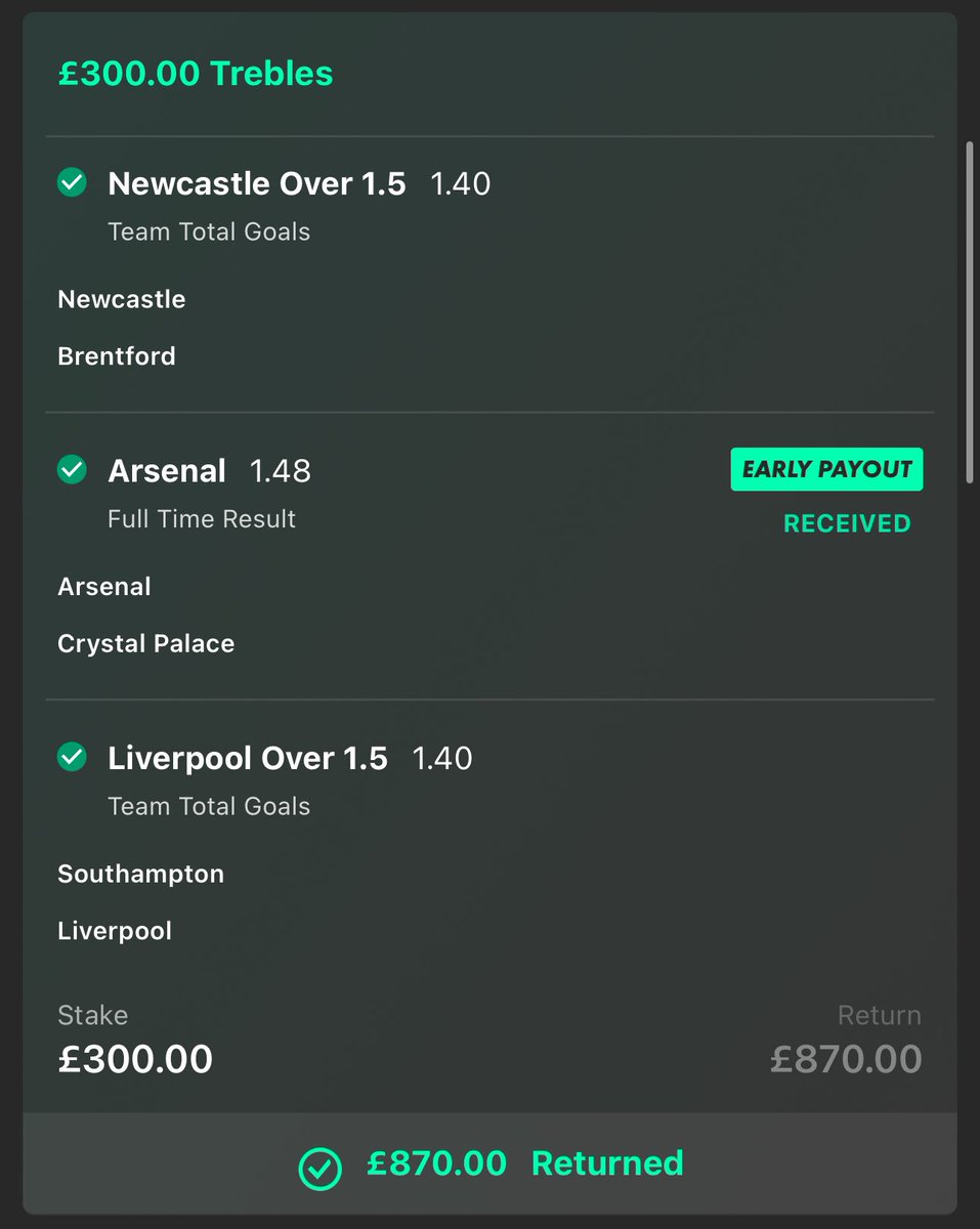 GambIingPro's tweet photo. BOOOOOOOOM!!! OUR ACCA AND OUR TREBLE ARE WINNERS🔥🔥🔥🔥🔥🔥🔥🔥🔥🔥🔥🔥🔥🔥🔥🔥🔥

SMASHED IT💰

WHO WON WITH ME TODAY?👀 https://t.co/7ZFtnPw2yI