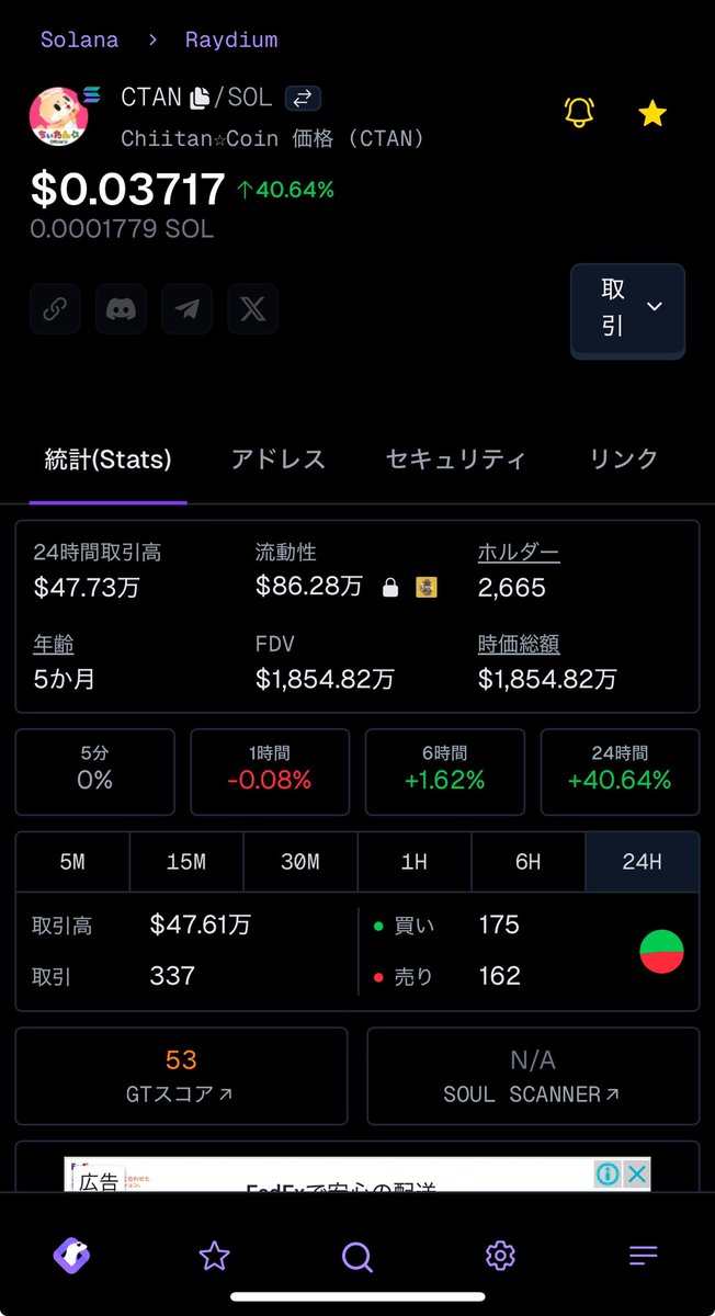 chiitanlovers's tweet photo. Helloちぃたん☆ $CTAN
今朝のChiitancoin 上がってるのですが
正直今は怖いという認識ですかね😭

#ちぃたん #Chiitancoin #ちぃたん私設応援団 https://t.co/knPm2eEB90
