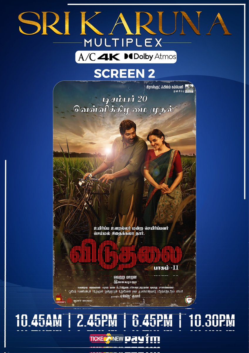 KarunaMultiplex's tweet photo. From Tomorrow #MufasaTheLionKing (3D - Tamil) &amp; #ViduthalaiPart2 @ #SKC 

Book your tickets now https://t.co/UhOAIcP4Af
 
@VijaySethuOffl #Annur @RedGiantMovies_ @Disney #KarunaMultiplex @sooriofficial @BhavaniSre @ManjuWarrier4 @DisneyStudios https://t.co/AN7vLy8EIA