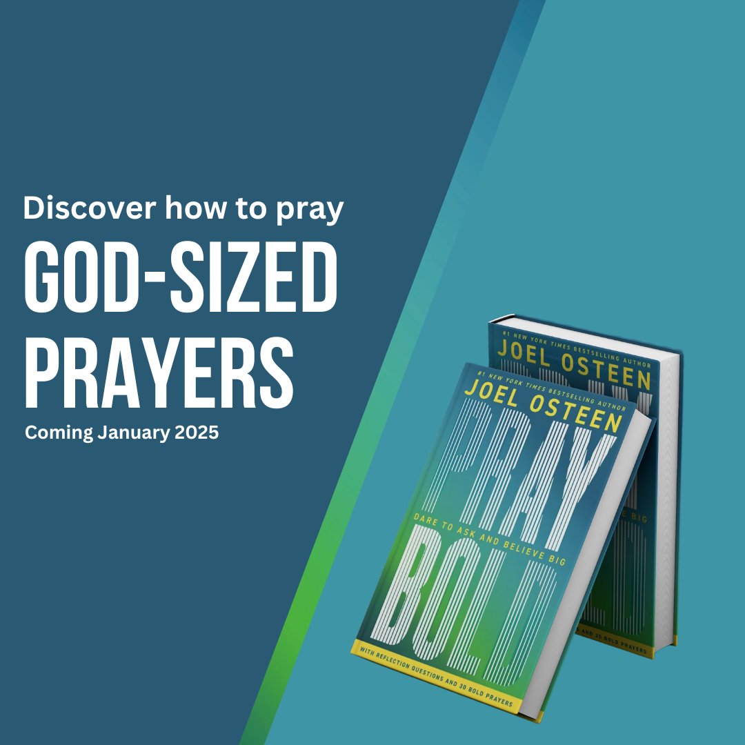 PRAY BOLD from Joel Osteen will challenge you to think bigger, to stretch your faith, to receive what you’re believing for when you pray, and to pray prayers that move the hands of God. 
⁠
Available for pre-order now.