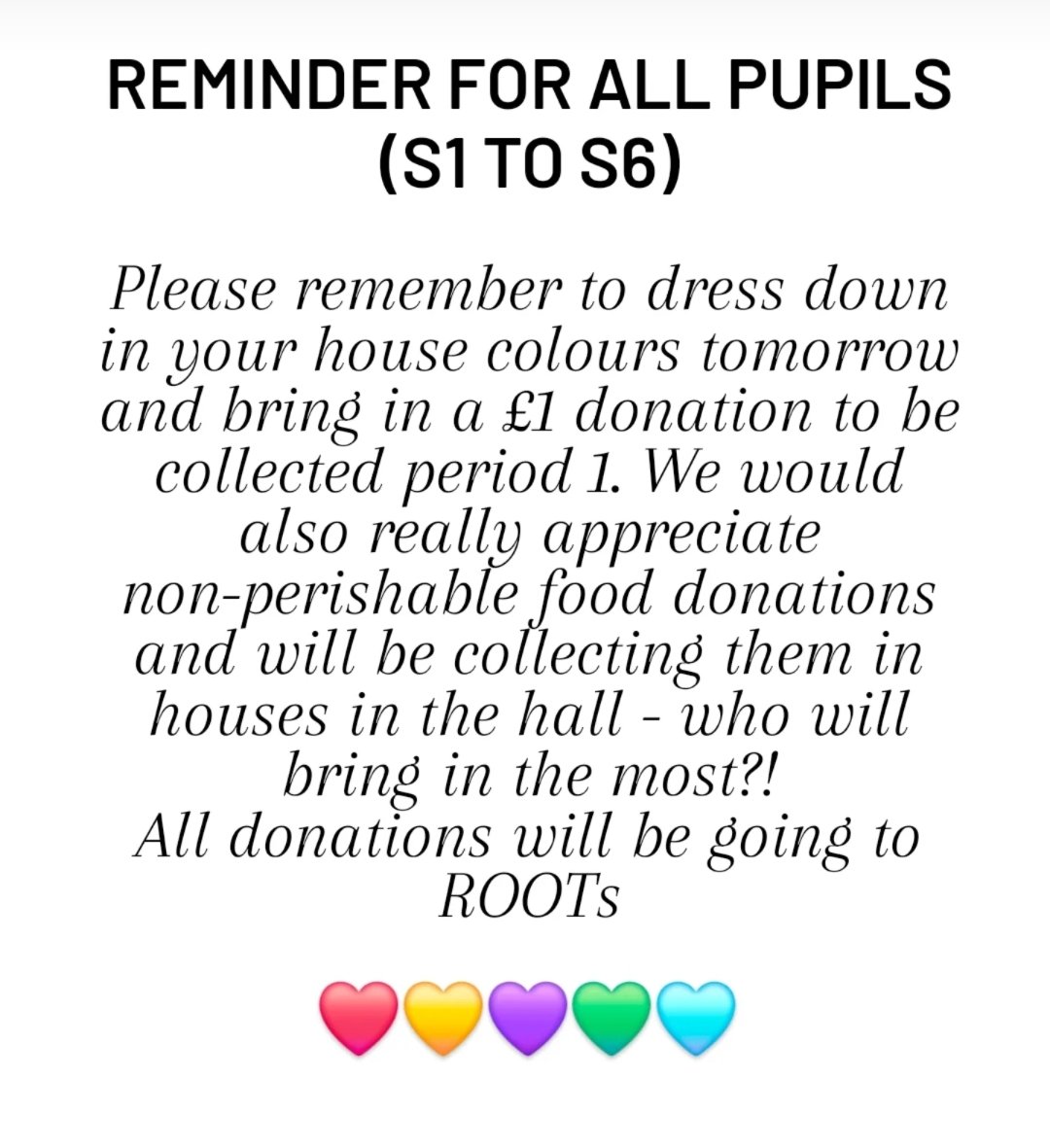We can't wait to see everyone in their house colours tomorrow! ❤️💛💜💚🩵 <a href="/DennyHighSchool/">Denny High School</a>