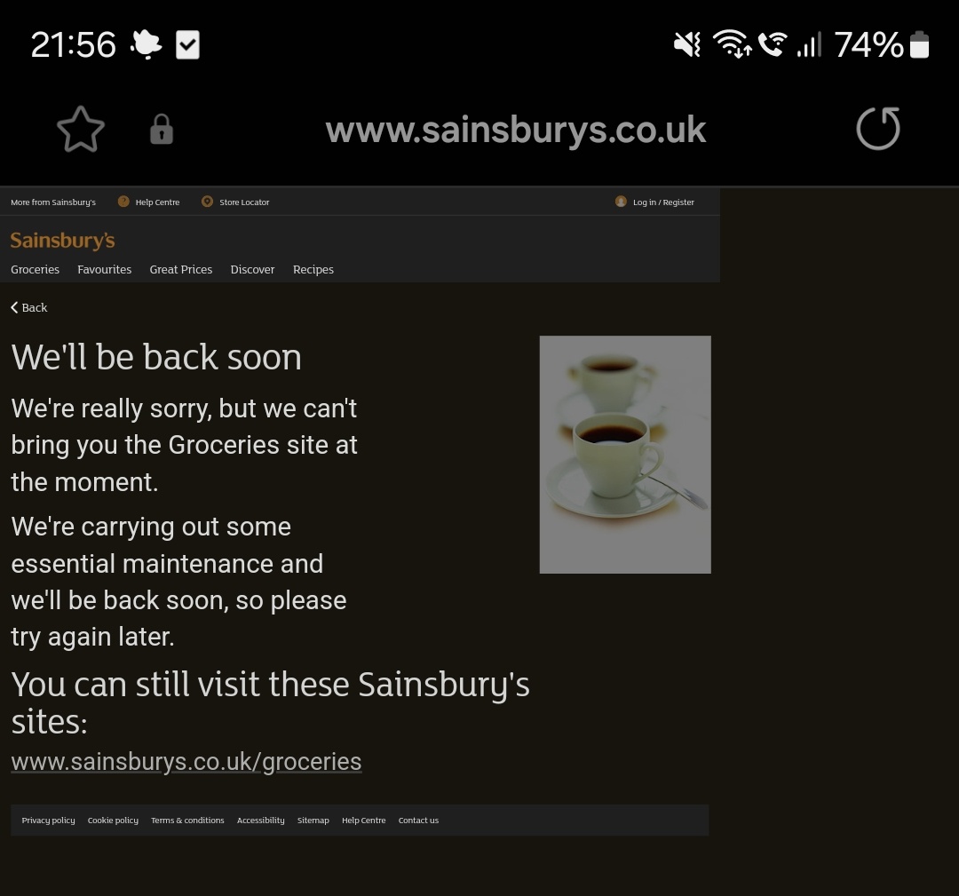 lizzle6's tweet photo. @Foxxielady67 @DawnCochrane @sainsburys @StephanieD21333 I also did that. Got told to try different browser or clear the cache despite my original message saying I had already done all that. Now no response and a contradicting message on the website... https://t.co/kUDY5OG1UA