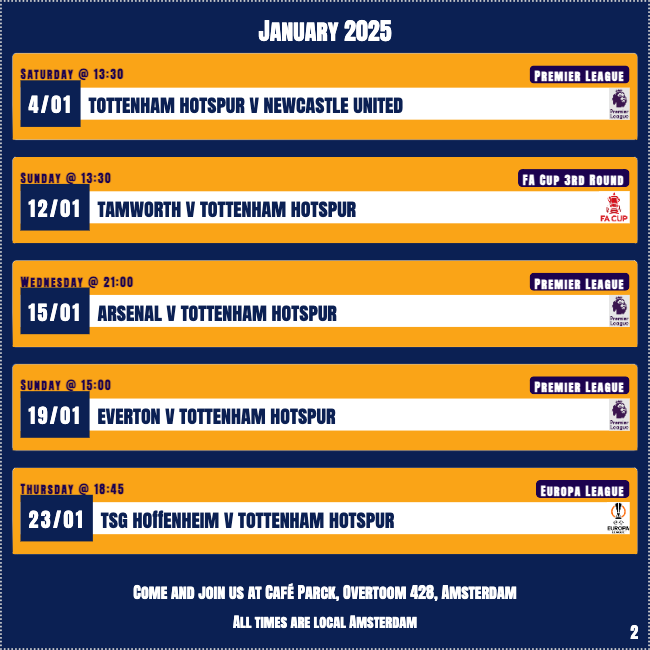 AmsterdamSpurs's tweet photo. You probably don't need reminding that Ange recently said that he "always wins something in [his] second season". The outcome of this one will be down to whoever wants to win something more.

Join us in Café Parck to watch the game on Thursday. Kick-off at 2100hrs (CET)! https://t.co/774AA9N7Ly