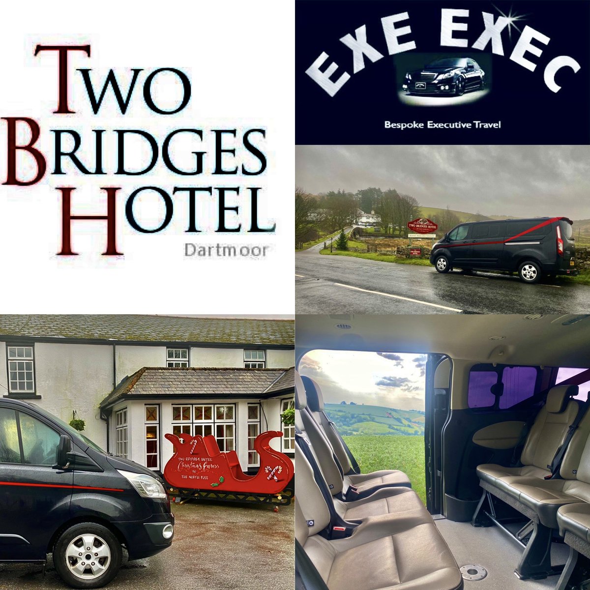 Exe_Exec's tweet image. 6 festive friends transported to and from the very nice Two Bridges Hotel in Dartmoor National Park for an early  Christmas dinner..

..many thanks for using our services. 🙂