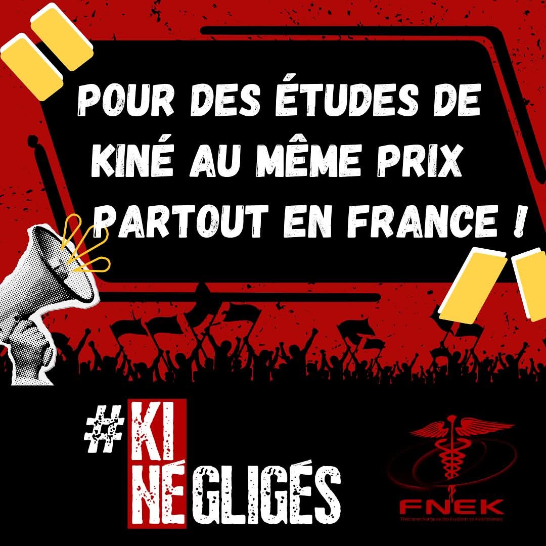 Ce vendredi 20 décembre, la profession de la #teamkiné s'unie pour soutenir la mobilisation #KINÉgligés lancée par <a href="/La_FNEK/">FNEK</a> 
On compte sur tous les kinés pour manifester avec ces affiches dans nos cabinets, centres de rééduc, hosto, dos de blouses 🤝 ‼️