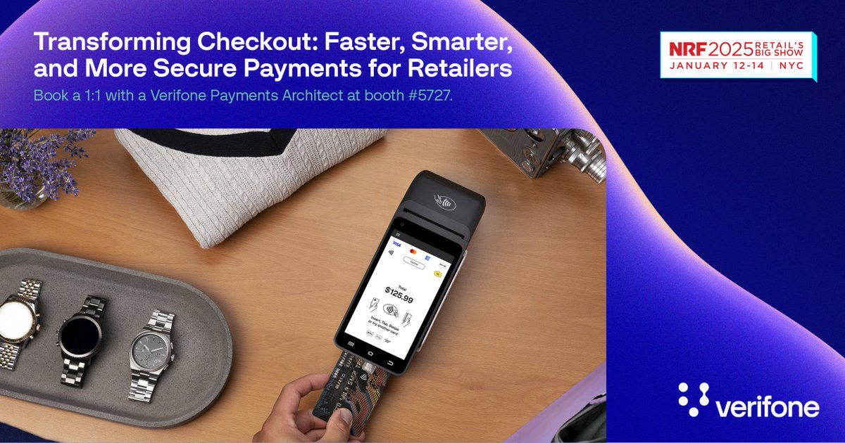 The checkout experience is critical for retailers. Verifone’s advanced payment devices make it faster, smarter, and secure. Visit booth #5727 at NRF to see how we reduce wait times, adapt to customer needs, and protect transactions. Book a 1:1: brnw.ch/21wPvCY.