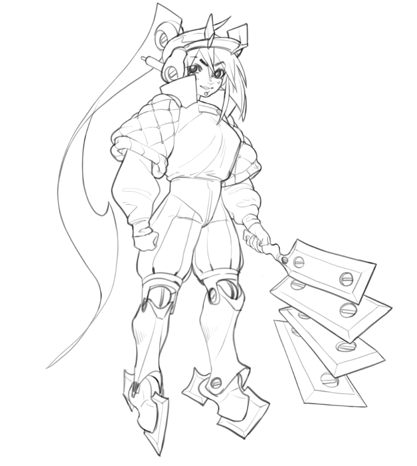 old unfinished character design
she uses magnetized blades to fight and fly around with these weird legs
