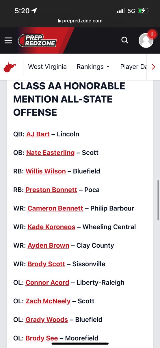 ZacheryMcNeely2's tweet image. Blessed to be on @PrepRedzoneWV class AA all state honorable mention list! #AGTG
