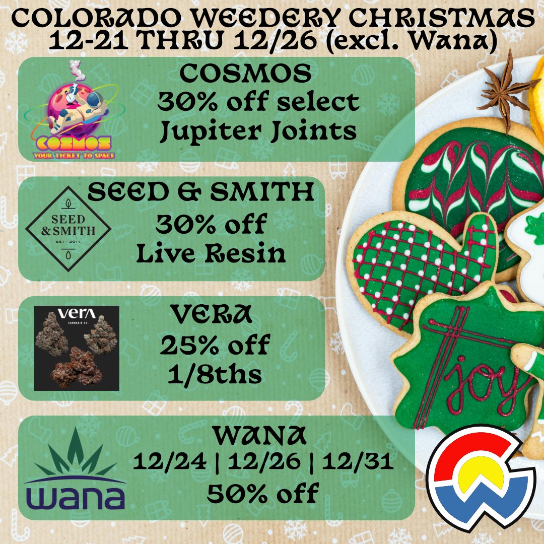 coloweedery's tweet photo. Ho-Ho-Holy deals! ๐
๐ This Christmas, weโre bringing the green to your holiday season.
โ 21+ only
Hashtags:
#ColoradoWeedery #ChristmasDeals #HighHolidays #CannabisChristmas #StonerSavings #HolidayHerb #MerryAndLit #FestiveCannabis #GreenSeason #StockingStufferGoals https://t.co/mLxn0HtFHF