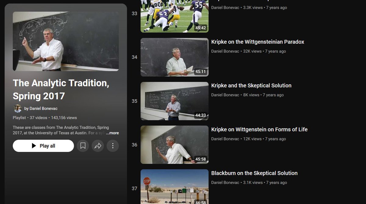 For logicians and philosophers out there, I got you this playlist on the ''analytic tradition'' of philosophy, which covers thinkers and important ideas from Frege, Russell,  Wittgenstein, Carnap, Quine, Kripke, Sellars logical empiricism ++

👀🔗👇