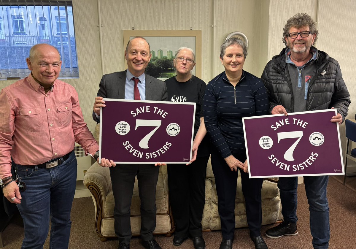 Proud to support <a href="/gmtenantsunion/">Greater Manchester Tenants Union</a> and all the Save Seven Sisters campaigners in their fight to save their blocks from demolition.

With a waiting list of 10,000 applications, we cannot afford to lose social homes.

Thanks to <a href="/CllrMeredith/">Daniel Meredith 🌹</a> <a href="/RochdaleCouncil/">Rochdale Borough Council</a> for their motion tonight.