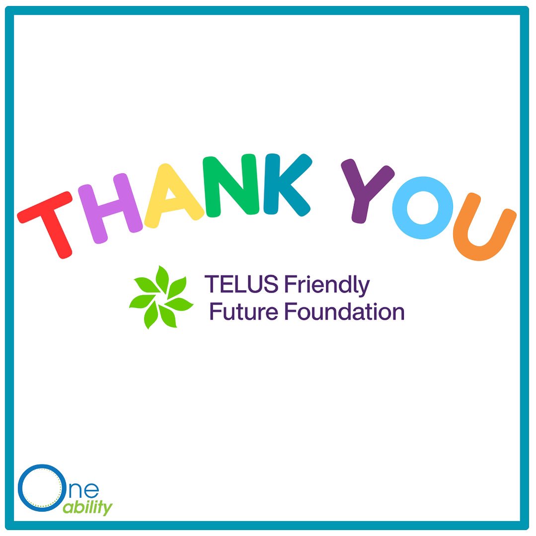 Thank you @telus for supporting the OneAbility Games Community Program! This grant will support kids with disabilities to play alongside their friends at school!
#friendlyfuture #givewherewelive #oneability