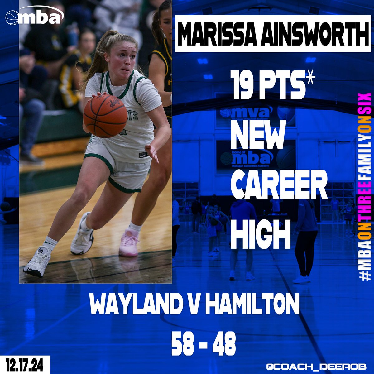 <a href="/MarissaAin86298/">Marissa Ainsworth</a> scored 11 of her 19 in the 4th to help <a href="/WUGirlsHoops/">Wayland Girls Basketball</a> secure the W over Hamilton. <a href="/M_B_A_Bball/">MBA Basketball</a> <a href="/PGHMichigan/">Prep Girls Hoops Michigan</a> <a href="/MichHSBball/">Mich HS Bball</a> <a href="/pgh_Danyle/">PrepGirlsHoopsDanyle</a> <a href="/CoachEvanBell/">Evan Bell</a>