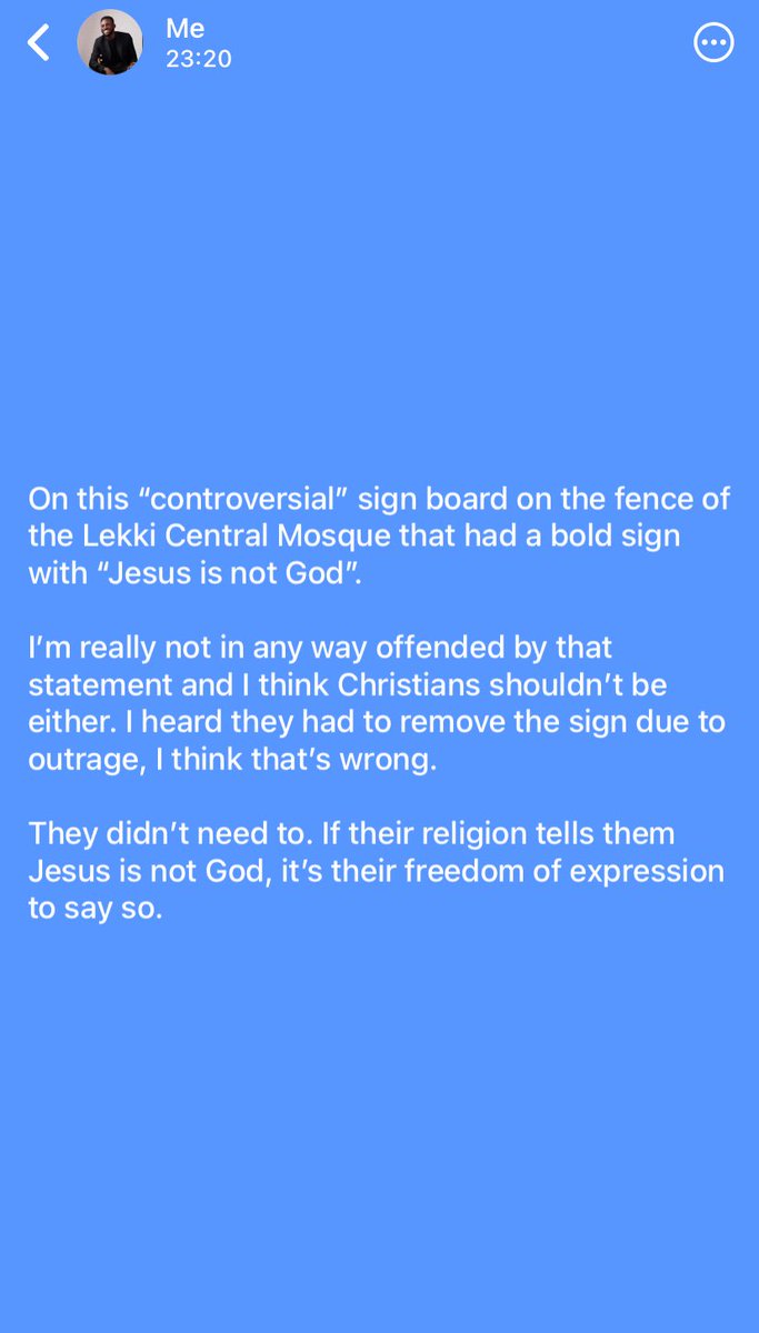 ebuka_mic's tweet photo. My thoughts on this whole “Jesus is Not God” at the mosque in Lekki. https://t.co/I8cfl0NWyr