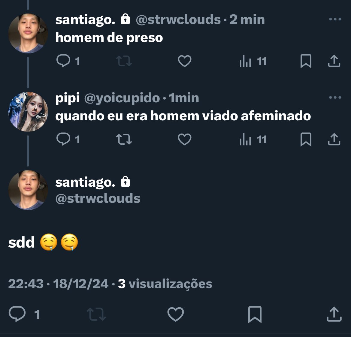 acho que ele quer me contar alguma coisa……