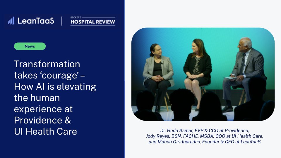 LeanTaaS, Inc. (@leantaas) on Twitter photo Want to know how @Providence and <a href="/uihealthcare/">University of Iowa Health Care</a> leveraged the power of AI to unlock a next-level experience for patients and staff? Discover how both health systems achieved true transformation across infusion and OR operations in <a href="/BeckersHR/">Becker's Hospital Review</a>: bit.ly/4gki2rK Want to know how @Providence and <a href="/uihealthcare/">University of Iowa Health Care</a> leveraged the power of AI to unlock a next-level experience for patients and staff? Discover how both health systems achieved true transformation across infusion and OR operations in <a href="/BeckersHR/">Becker's Hospital Review</a>: bit.ly/4gki2rK