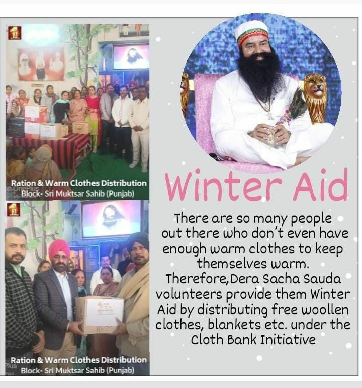 PoojaPawar41369's tweet photo. Hundreds of homeless die every winter in India. To protect the such destitute &amp; homeless people from the killing weather in winters Dera volunteers inspired by Saint Dr MSG Insan to provide #WinterAid &amp; share warmth of humanity by distributing warm clothes,mufflers &amp; blanket etc. https://t.co/MtZGt9ijfU