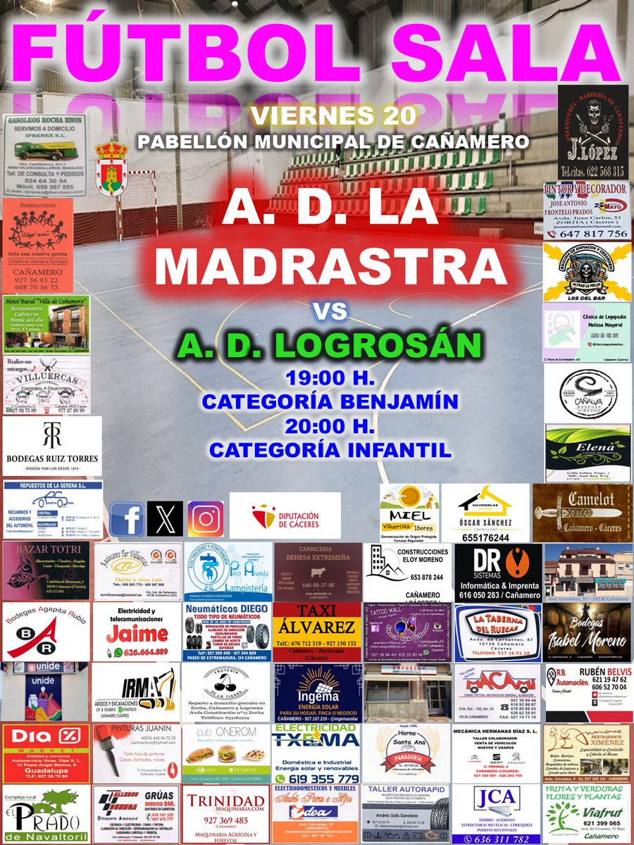 ⚽️ Jornada 7 ⚽️

🆚 <a href="/a/">Ani</a>.d.logrosan_fs 
📍 Pabellón municipal de Cañamero (La Pelua)
📆  Viernes 20 Diciembre 
⏱️ 19:00 H y 20:00 H

❤️ SOMOS EQUIPO 🤍