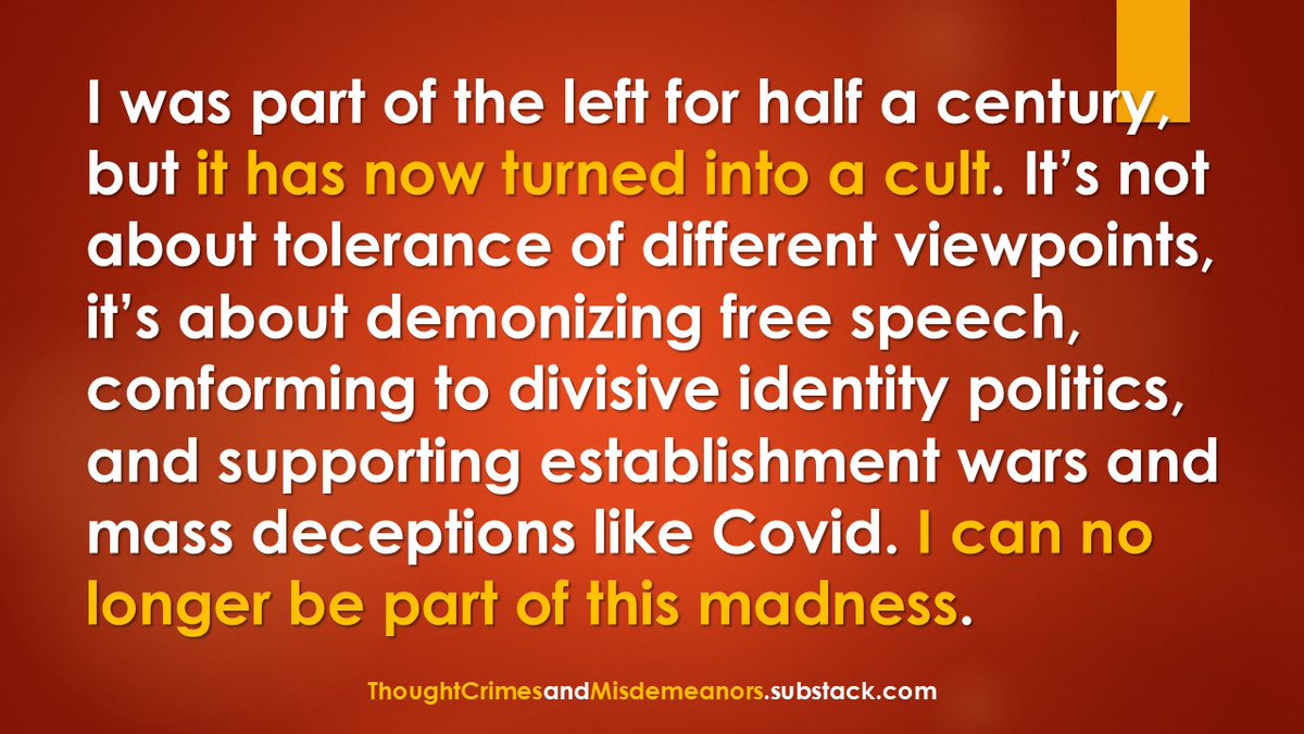 I never dreamed that the left would be so utterly beholden to the establishment.