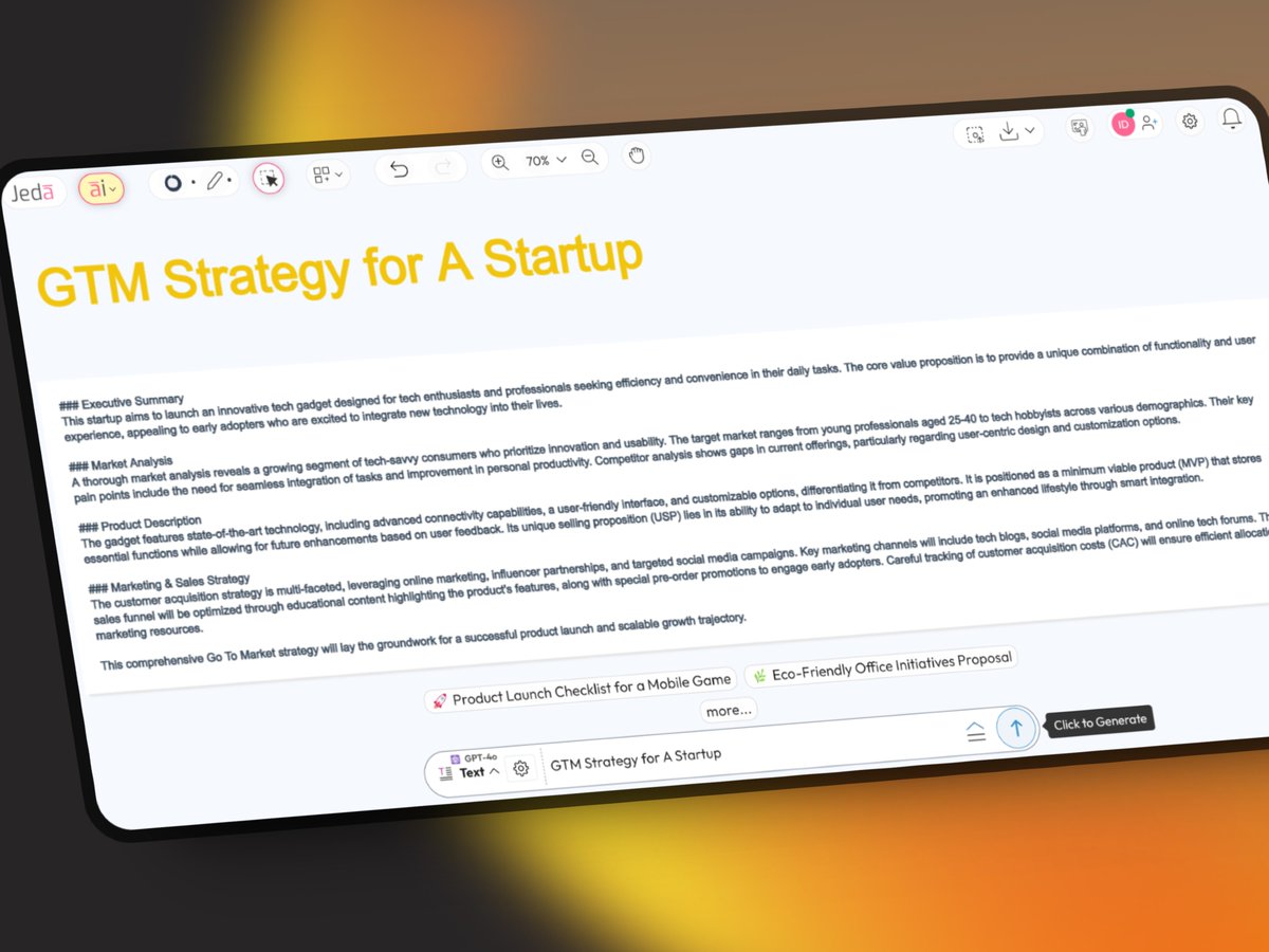 goJedaAi's tweet photo. #PromptOfTheDay 🆙 "GTM Strategy for A Startup".

👉 Try today at https://t.co/gZvbrcavTO

#JedaAI #MultimdelAI #AI #TextWriter #TextGenerator #GPT4o #o1 #BusinessWriter #StartUp #MultiLLM #AiAgents https://t.co/Ic7lWkoBEU