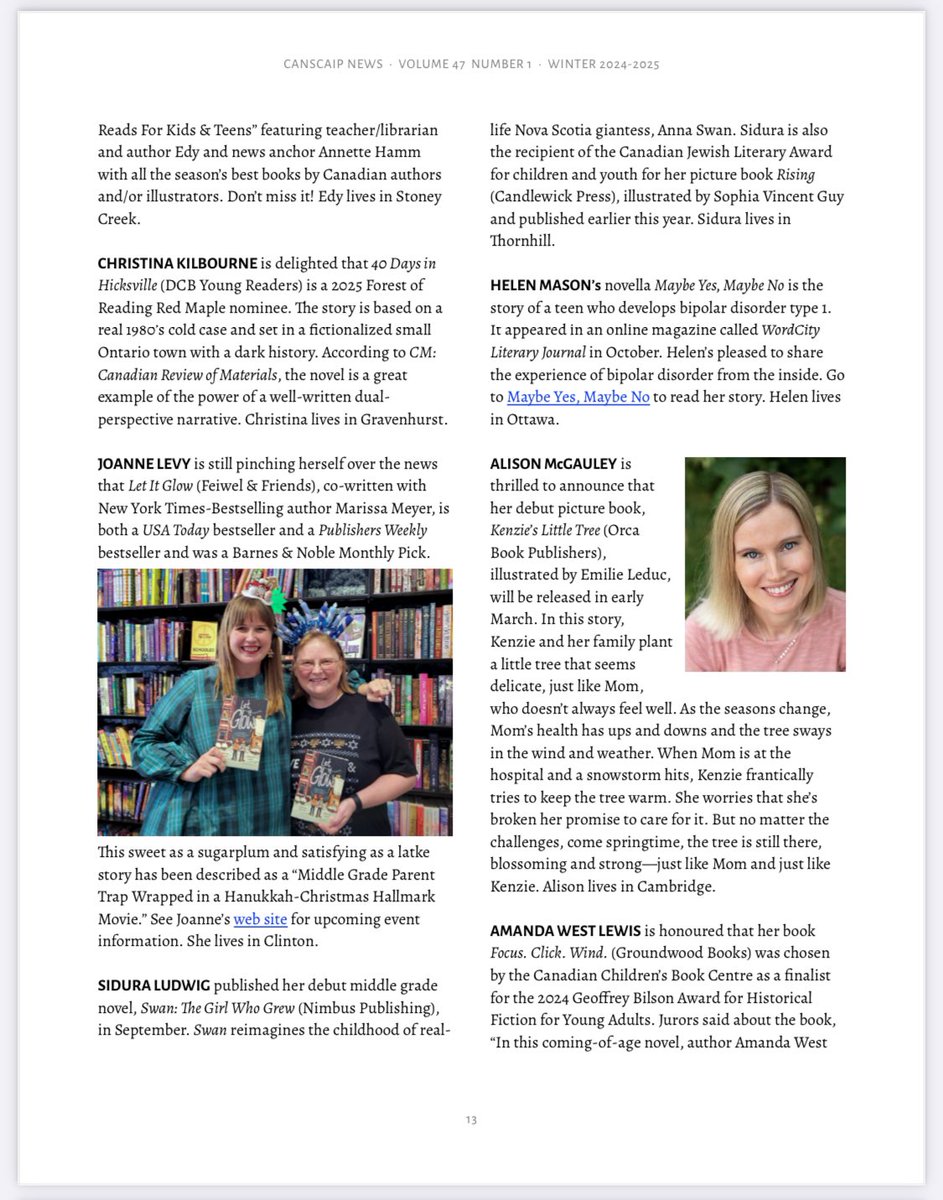 🌟I’m so excited to be featured in the <a href="/CANSCAIP/">CANSCAIP</a> winter newsletter for our upcoming #picturebook, KENZIE’S LITTLE TREE!

🌸KENZIE’S LITTLE TREE hits shelves in less than 3 months!

<a href="/orcabook/">Orca Book Publishers</a> <a href="/WCA_LitAgency/">Westwood Creative Artists</a> <a href="/picturebookseh/">Picture books, eh!</a> <a href="/PB25Vibes/">PB25Vibes</a> 
#kidlit #chronicillness