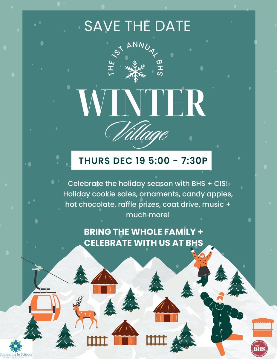 🎉 Bring the whole family and celebrate with us at BHS!
We can’t wait to see you there! 🏔️✨#BHSWinterVillage #HolidayCelebration #CommunityFun <a href="/NYCDOED15/">District 15 Brooklyn</a> <a href="/iborganization/">International Baccalaureate</a>