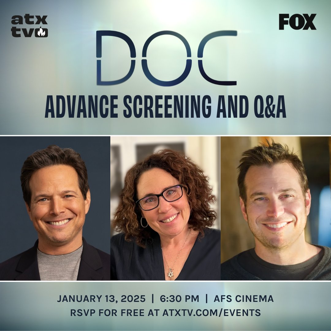 ATXFestival's tweet image. We're so excited to partner with @FOXTV on our first event of 2025 that we had to tell you all about it before the end of this year.
Join us at a special FREE #DocOnFox Episode 2 screening + Q&A with star Scott Wolf & EPs Barbie Kligman, Hank Steinberg: mailchi.mp/atxfestival/do…