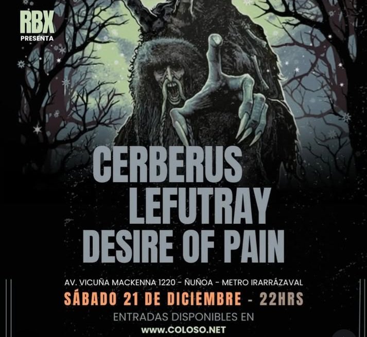 chileanhorsemen's tweet image. #ScanningTheScene🇨🇱
Prepares sus cuellos y oídos para una noche de sábado que promete ser demoledora en el RBX. Los amigos de @CerberusChile, @LEFUTRAY y #DesireOfPain unen fuerzas para ir despidiendo el año con todo.

Te vemos ahí? 😉🤘🏽
#TheChileanHorsemen
#LocalChapter78