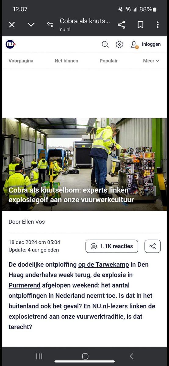 Brammathijssen2's tweet photo. Heeft niks met onze #Vuurwerkcultuur te maken. Dit word ook niet gedaan met legaal consumentenvuurwerk. Dit zijn zware criminelen die aanslagen plegen! Heel raar artikel. https://t.co/PF8P2o6DAK