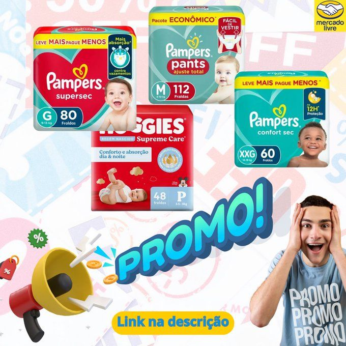 LojasOficiais's tweet photo. 🚨 Ofertas de hoje!
1️⃣ Huggies Supreme Care P 48 unid
👉 https://t.co/QW9LNhRjWy
2️⃣ Pampers Pants M 112 unid
👉 https://t.co/kRssMlTfM7
3️⃣ Pampers supersec G 80 unid
👉 https://t.co/ruTDeZlOmB
4️⃣ Pampers Confort Sec XXG 60 unid
👉 https://t.co/SjXBuGFpzj
#fralda #bebê https://t.co/BImy23QLUg