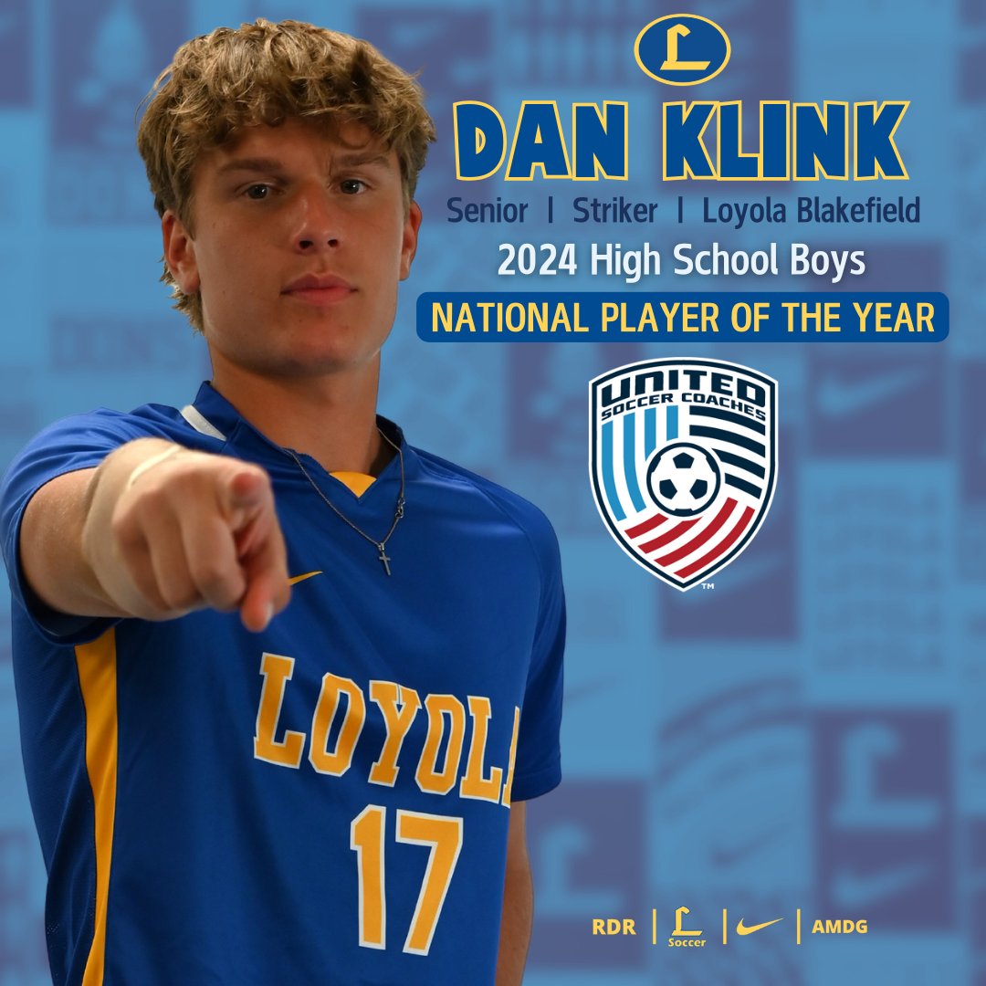 🚨Breaking News: Dan Klink named the 2024 High School Boys NATIONAL PLAYER OF THE YEAR by the United Soccer Coaches! 👏🏽 Dan will receive the award in January at the United Soccer Coaches National Convention in Chicago, IL. 🔵🟡⚽️ #NPOY #RDR #AMDG
 
📸 credits: Jameson Fanzone '25