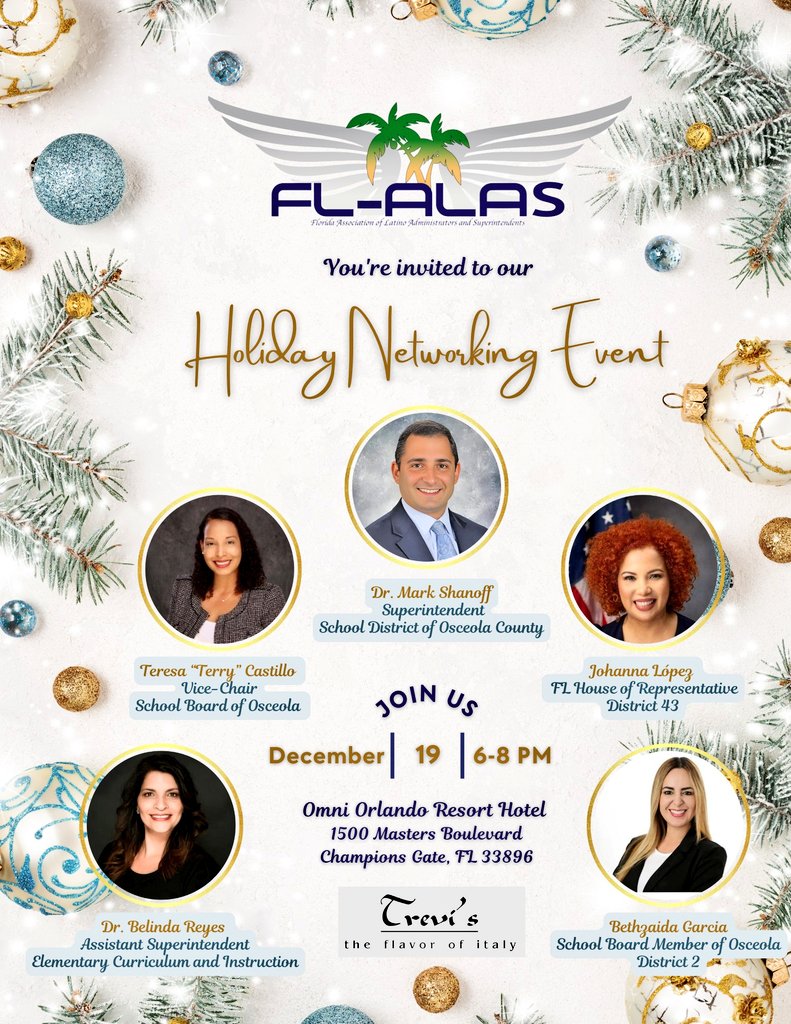 FL-ALAS (@florida_alas) on Twitter photo We are thrilled to welcome educators & administrators from <a href="/HillsboroughSch/">Hillsborough Schools</a>, <a href="/PolkSchoolsNews/">Polk County Public Schools</a>, <a href="/Osceolaschools/">Osceola Schools</a>, and <a href="/OCPSnews/">ocpsnews</a> to our annual Holiday Networking Event. Looking forward to connecting & celebrating our shared commitment to advancing education juntos! <a href="/PublicSchoolSup/">FADSS</a> We are thrilled to welcome educators & administrators from <a href="/HillsboroughSch/">Hillsborough Schools</a>, <a href="/PolkSchoolsNews/">Polk County Public Schools</a>, <a href="/Osceolaschools/">Osceola Schools</a>, and <a href="/OCPSnews/">ocpsnews</a> to our annual Holiday Networking Event. Looking forward to connecting & celebrating our shared commitment to advancing education juntos! <a href="/PublicSchoolSup/">FADSS</a>