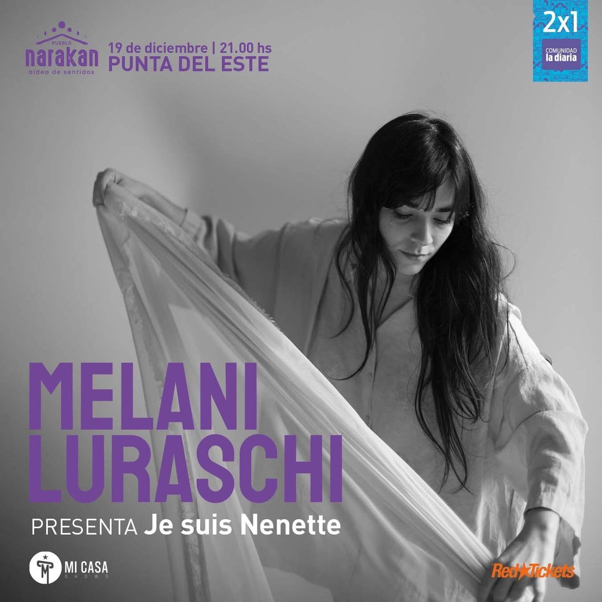 Último concierto en Uruguay antes de regresar a Paris. Presento “Je suis Nenette” en Pueblo Narakan. Nos vemos allí 🤍🧚🏽‍♀️