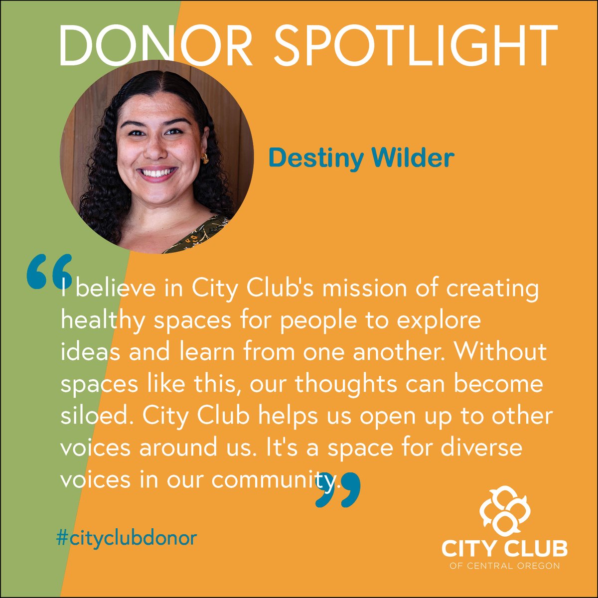 ⏳ The countdown is on! There’s still time to support the City Club through the Central Oregon Gives Campaign. Your donation helps us foster civic engagement &amp; drive positive change in our community.  💙

🔗 centraloregongives.com/nonprofit/city…
#CityClubCO #CentralOregonGives#YearEndGiving