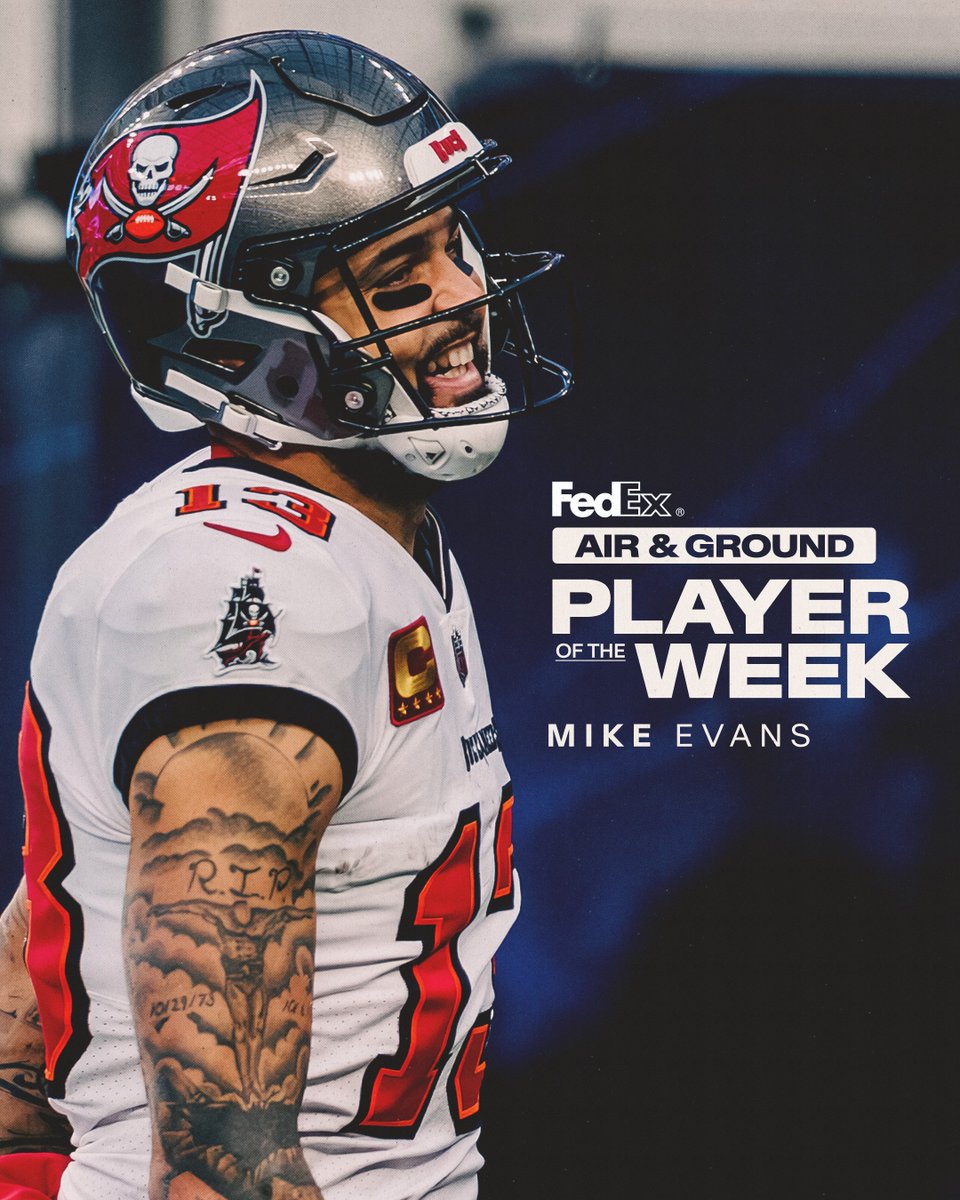 Buccaneers's tweet image. Michael Lynn Evans III aka the @FedEx Air &amp;amp; Ground Player of the Week 👏

1 RT = 1 #ProBowlVote #WPMOYChallenge for @MikeEvans13_