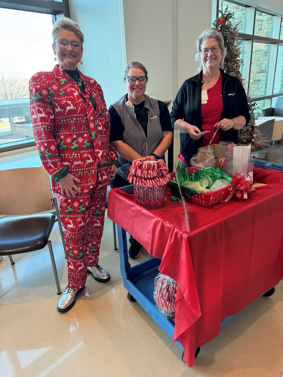 Today is one of our favorites of the year, our annual Christmas meal. This year, we added a little bit of extra fun with an ugly sweater contest! And we're not leaving out those on the night shift; the meal will also be available between 10 p.m. and midnight. Thank you all!