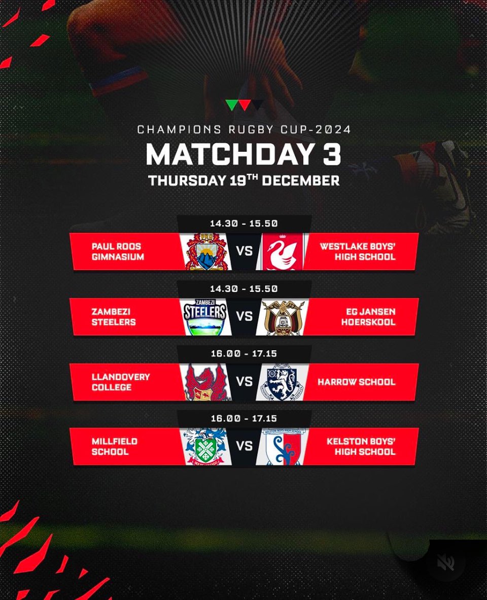 💥Match Day 3 in Abu Dhabi at the World Schools Festival.

Schedules and livestream links⬇️

⏰Abu Dhabi 4 hours ahead of GMT

⏯️ Rugby Pitch 1 
tinyurl.com/4wt48rxf
⏯️ Netball Court 1 
tinyurl.com/4jms9smj